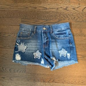Star denim shorts